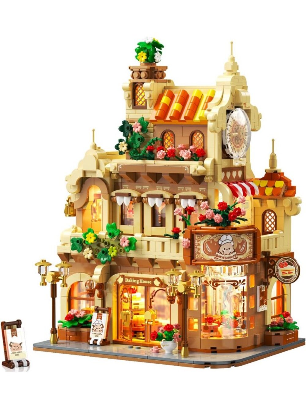 Flower Bakery Coffee House Building Set with Lights - Fun Gift for Girls 12